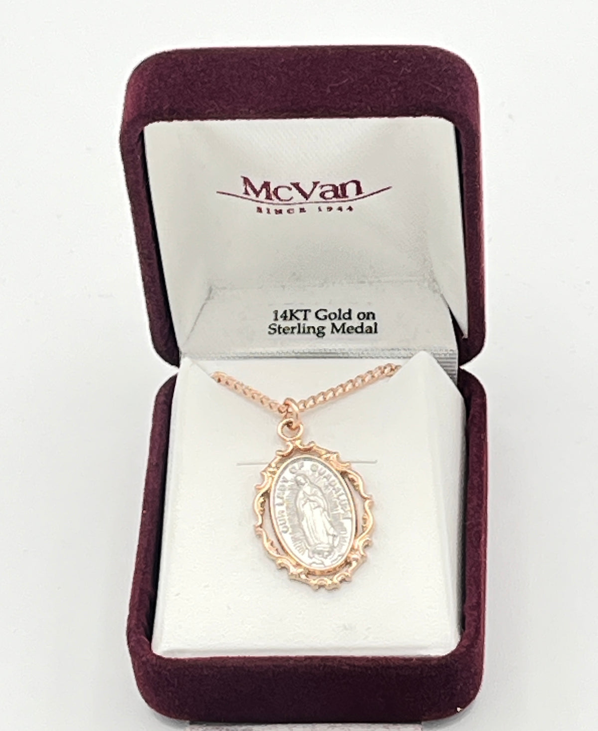Rose Gold and Sterling Silver Our Lady of Guadalupe (1") with 18 Chain