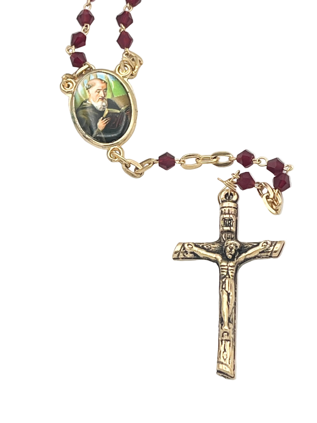 Ruby and Gold Peligree St. Benedict Rosary