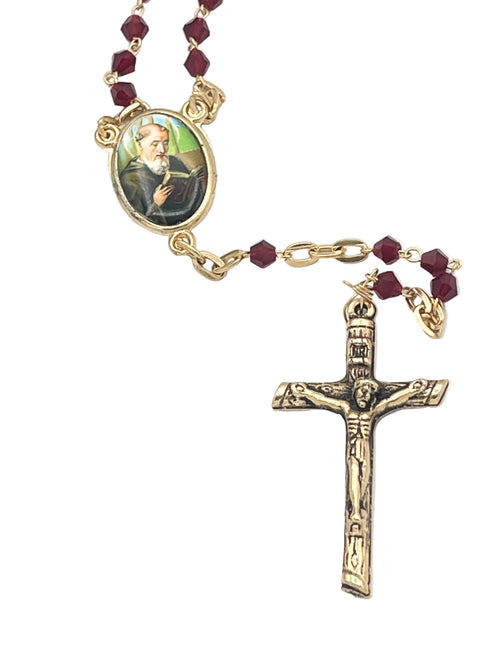 Ruby and Gold Peligree St. Benedict Rosary