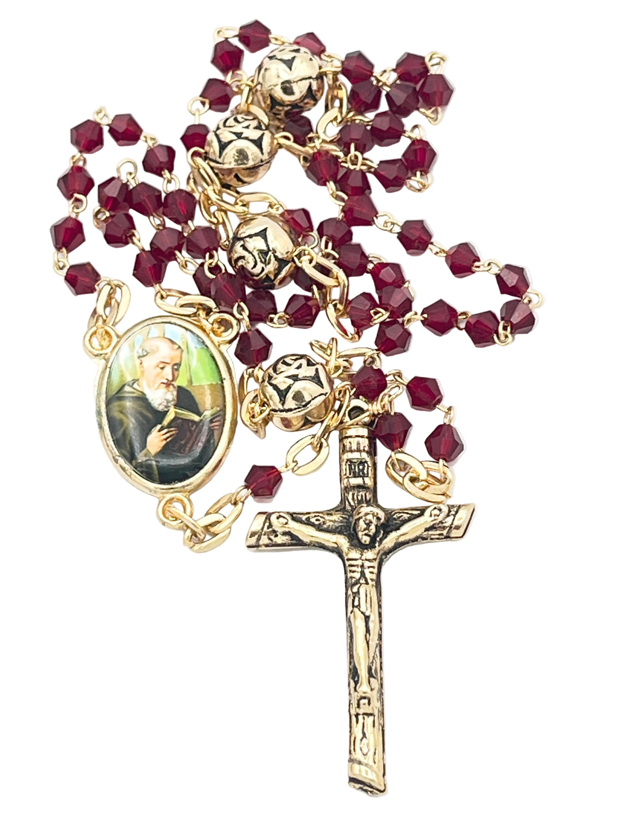Ruby and Gold Peligree St. Benedict Rosary