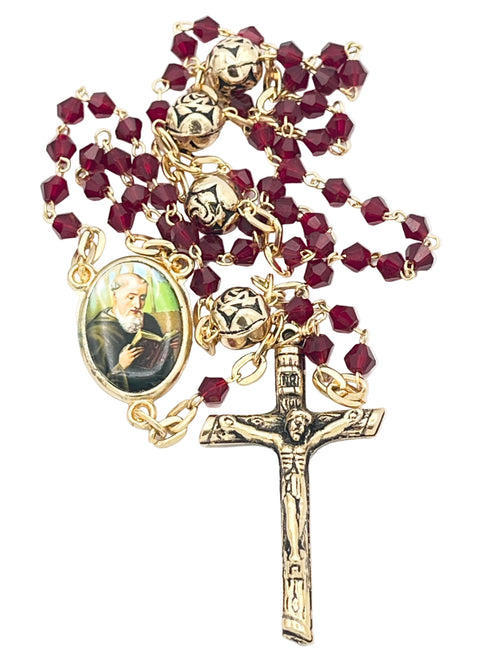 Ruby and Gold Peligree St. Benedict Rosary