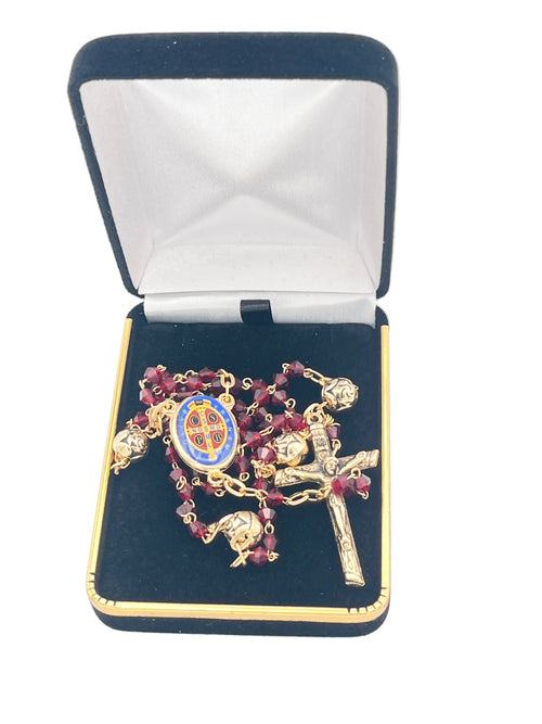 Ruby and Gold Peligree St. Benedict Rosary