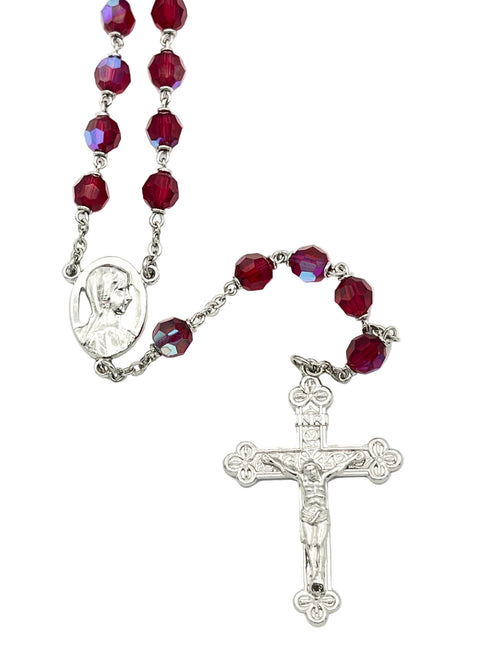 Ruby Crystals and Silver Rosary