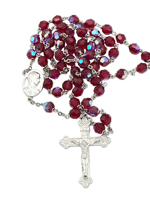 Ruby Crystals and Silver Rosary