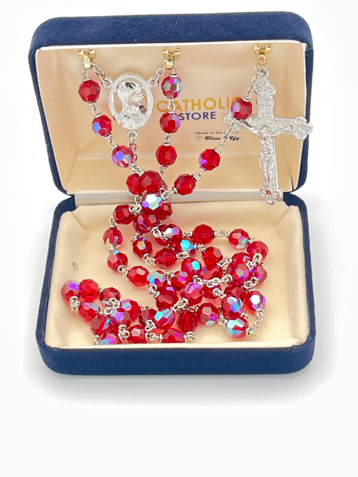 Catholic Church Ruby Ruby Crystals and Silver Rosary – JMJs Catholic Store, Inc