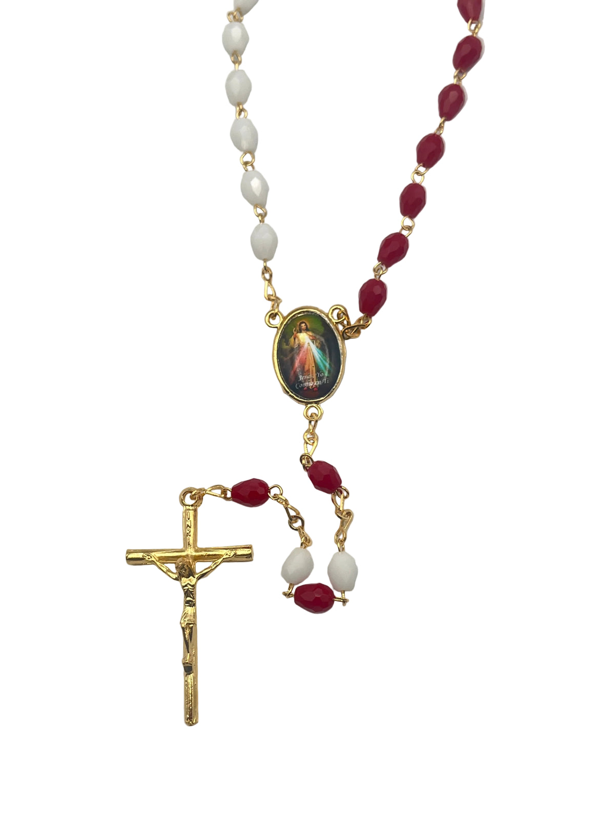 Divine Mercy Red and White Crystal Rosary