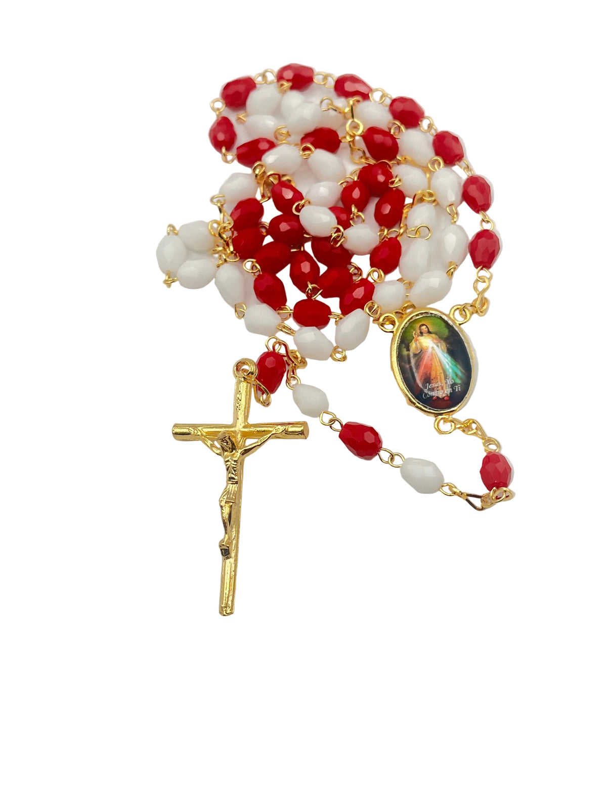 Divine Mercy Red and White Crystal Rosary