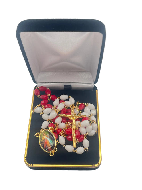 Divine Mercy Red and White Crystal Rosary