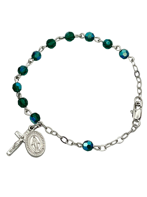 Emerald Crystal Rosary Bracelet 4MM