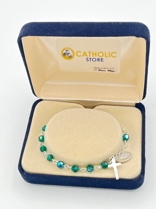 Emerald Crystal Rosary Bracelet 4MM