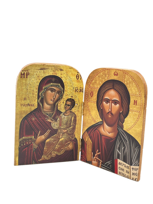 Decorative Greek Icon Diptych Home Accent"