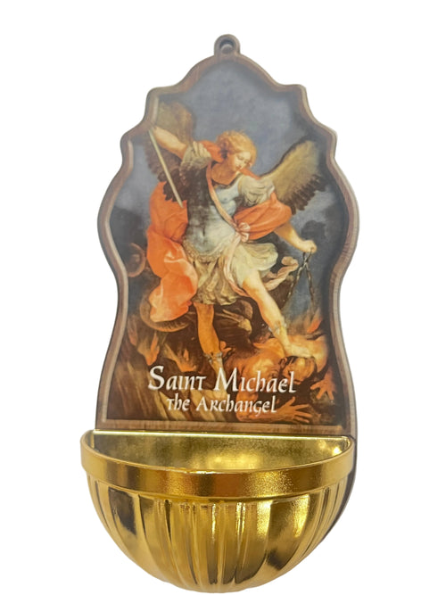 St. Michael Holy Water Font 6"