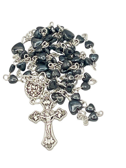 Heart Shaped Hematite Rosary