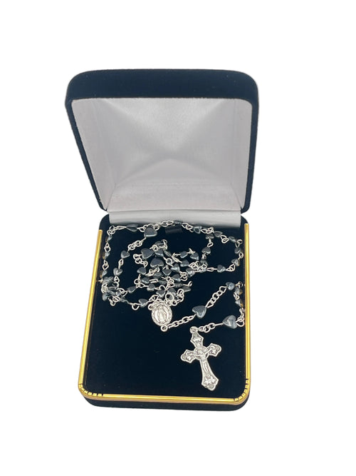 Heart Shaped Hematite Rosary