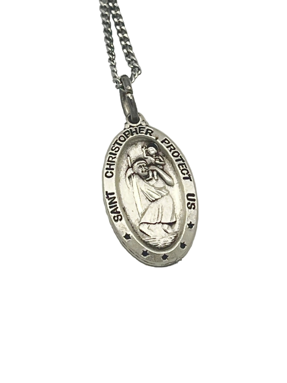 Sterling Silver Oval St Christopher Medal 5/8"