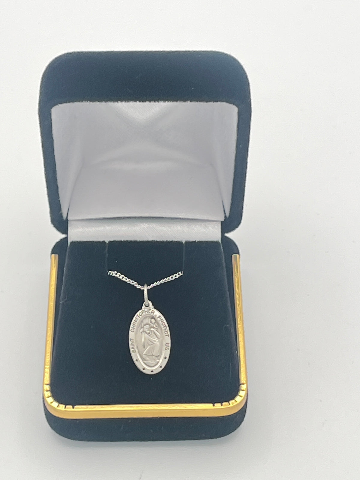 Sterling Silver Oval St Christopher Medal 5/8"