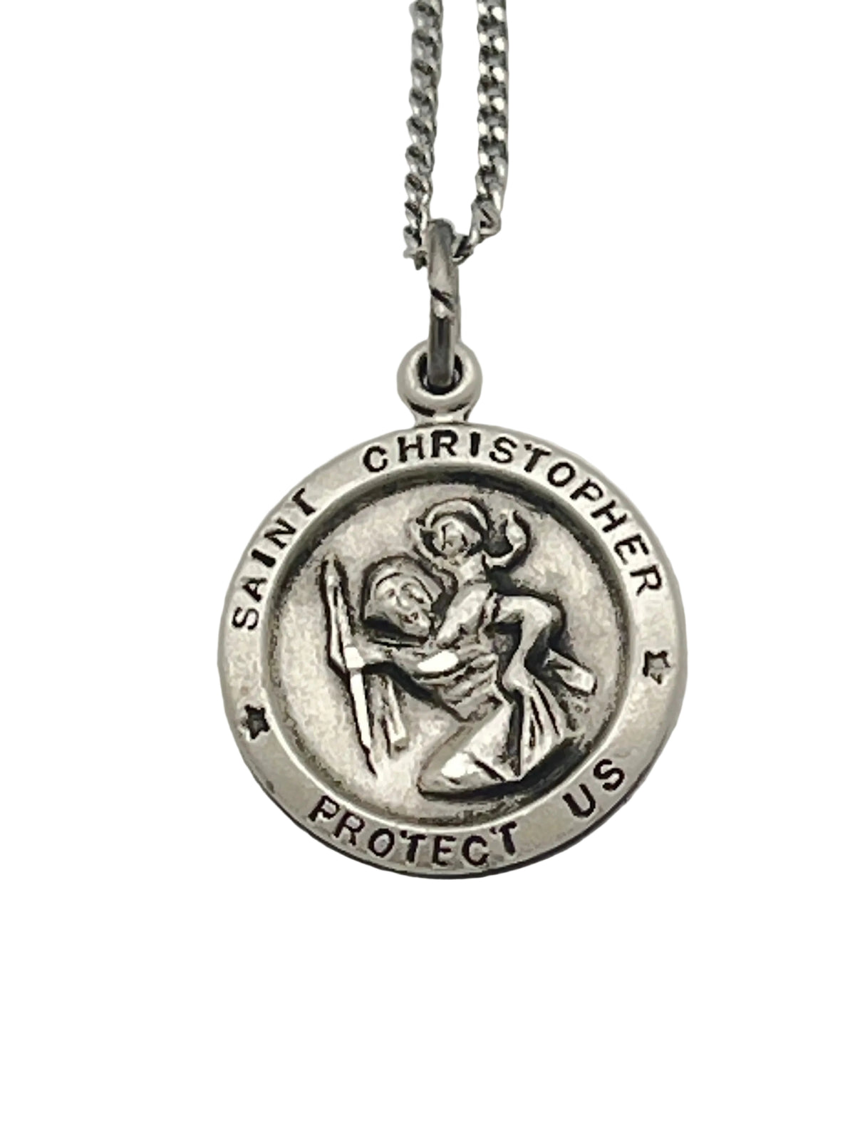 Sterling Silver Round St. Christopher Medal 1/2"