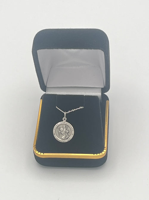 Sterling Silver Round St. Christopher Medal 1/2"
