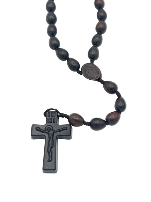 Rosario de madera de azufaifa liviana en forma de lágrima (10 mm)