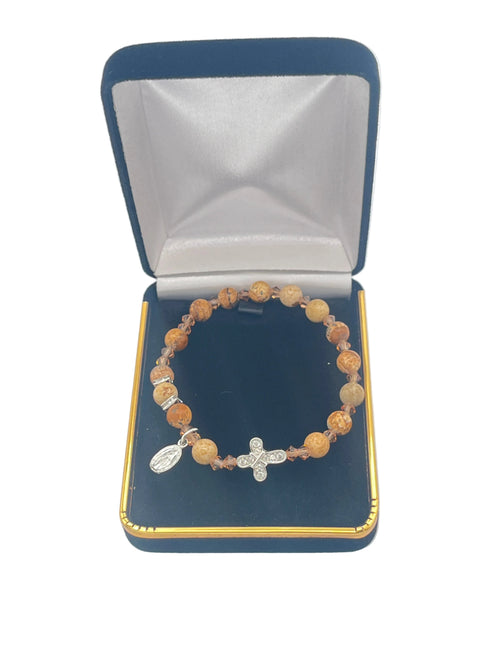 Genuine Tiger Eye Rosary Bracelet (8 mm)