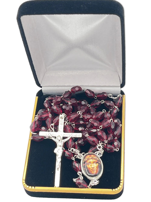 Silver and Red Precious Blood of Jesus Crystal Chaplet Beads. 8MM