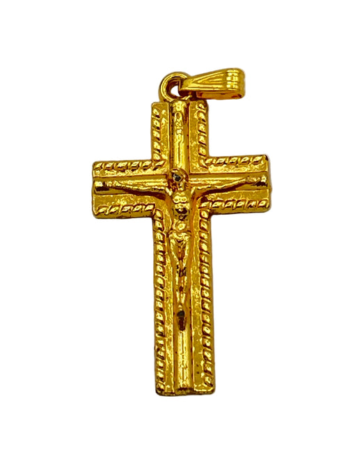 Gold Plated Crucifix Medal 1 3/8"