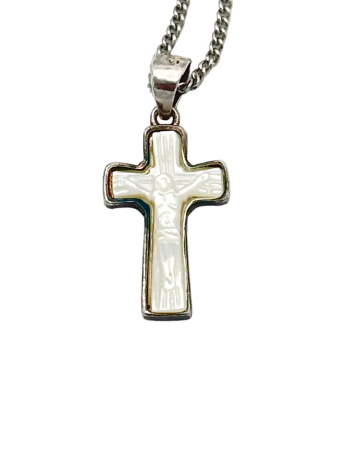 Mother of Pearl Crucifix Necklace