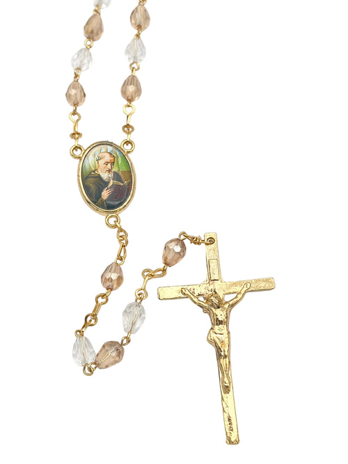 Gold St. Benedict Crystal Rosary