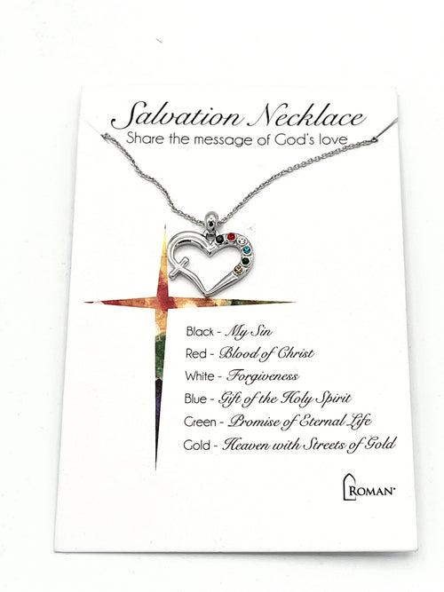 Silver Salvation Heart-Cross Necklace