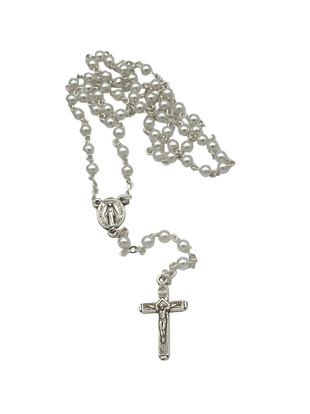 White Pearl Rosary 4mm