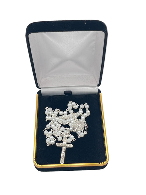 White Pearl Rosary 4mm