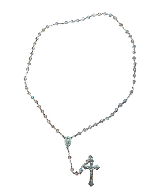 Pink Crystal Miraculous Medal Rosary
