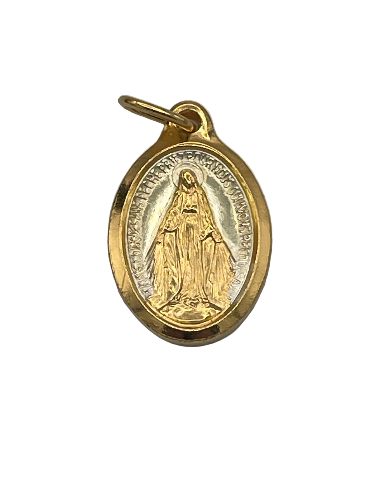 18K Gold-Plated Two Tone Miraculous Medal from Lourdes 1 1/8"