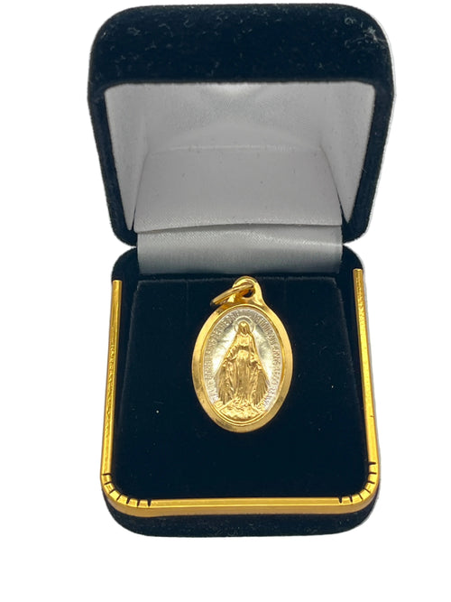 18K Gold-Plated Two Tone Miraculous Medal from Lourdes 1 1/8"