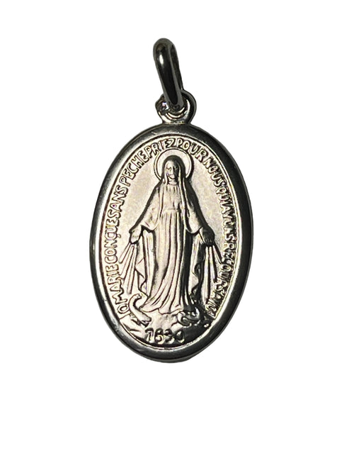 Sterling Silver Miraculous Medal from Lourdes 3/4"