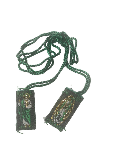 Green St. Jude and Our Lady of Guadalupe Scapular 3/4"