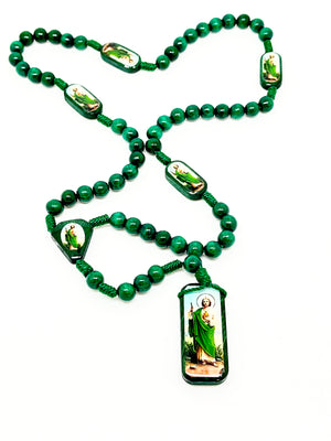 St. Jude Green Wood Rosary - Unique Catholic Gifts