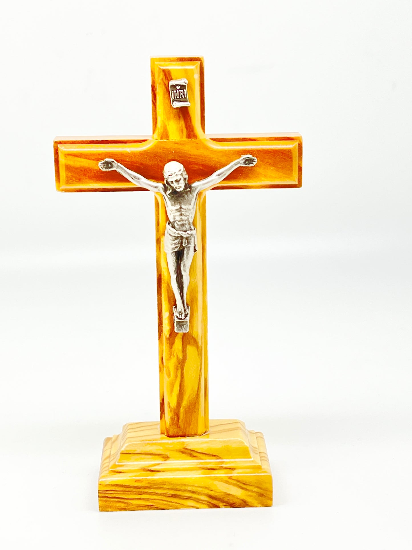 Standing Olivewood Crucifix 5 1/2" - Unique Catholic Gifts