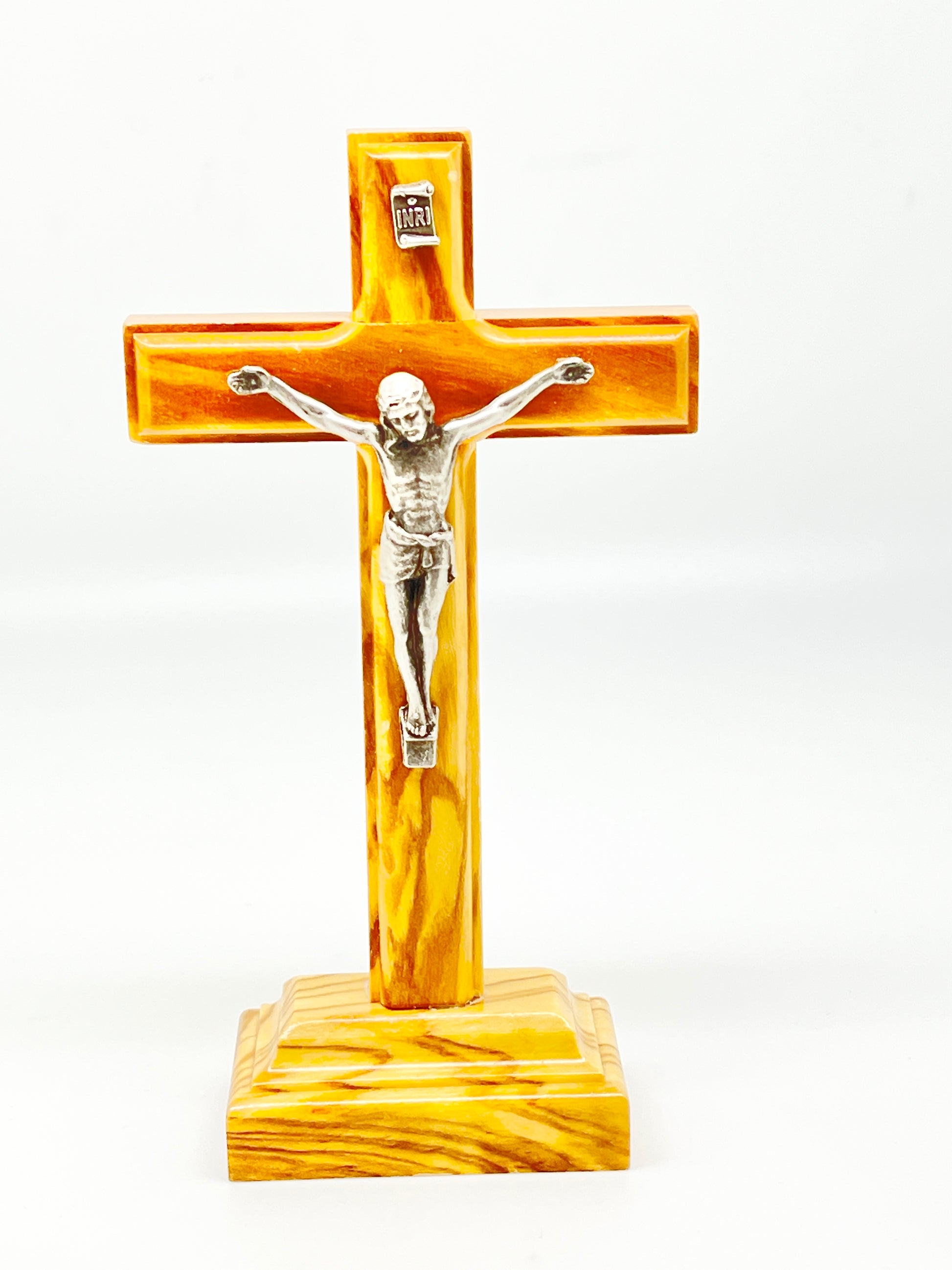 Standing Olivewood Crucifix 5 1/2" - Unique Catholic Gifts