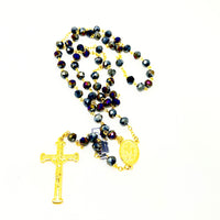 Jet Black Real Italian Crystal Rosary - Unique Catholic Gifts