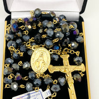 Jet Black Real Italian Crystal Rosary - Unique Catholic Gifts