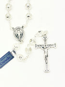 Clear Italian Crystal Silver Capped Rosary - Unique Catholic Gifts