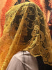 Mustard Jacinta Lace Mantilla Chapel Spanish Veil 51" - Unique Catholic Gifts