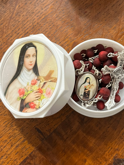 St Therese Rose Petal Rosary - Unique Catholic Gifts