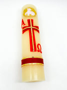 8" Alpha Omega Carved Candle Cirio Candle Beeswax 8 X 2" - Unique Catholic Gifts