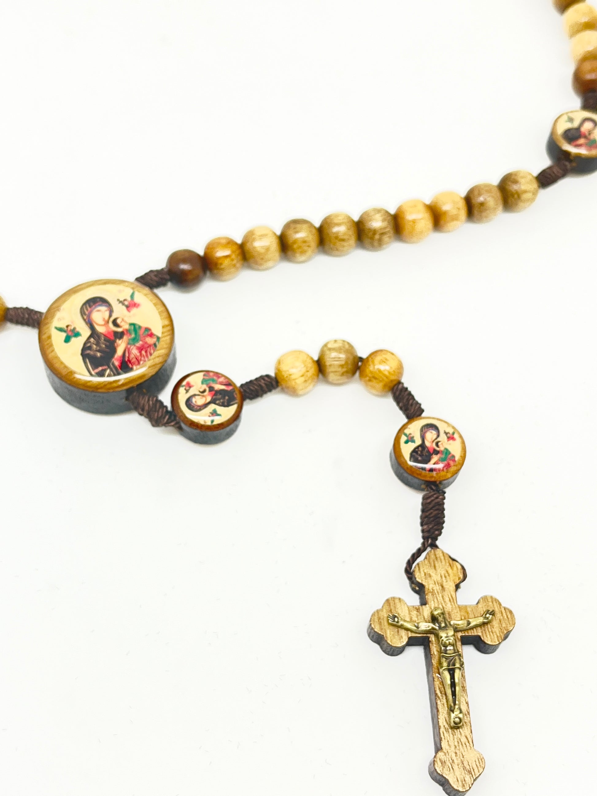 Our Lady of Perpetual Help Brazilian Wood Rosary - Unique Catholic Gifts