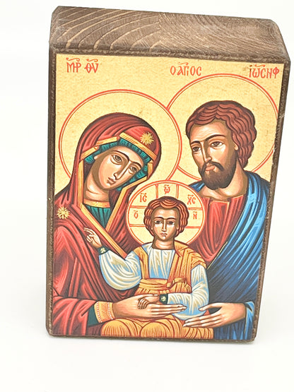 Holy Family Greek Table Icon  3 1/2" - Unique Catholic Gifts