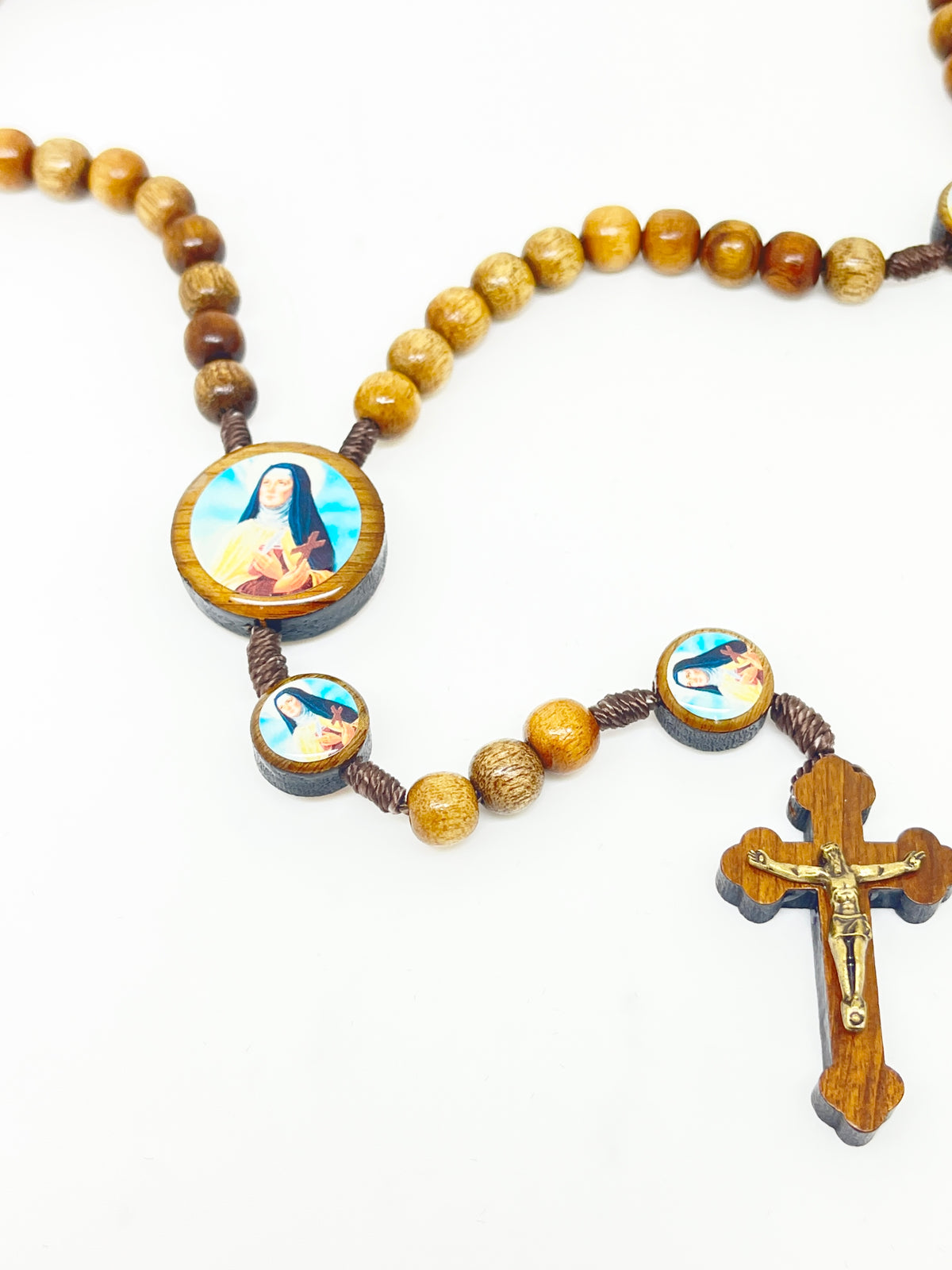 Therese of Lisieux Brazilian Wood Rosary - Unique Catholic Gifts