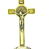 Standing Gold Benedict Crucifix 7 1/2" - Unique Catholic Gifts