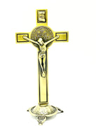 Standing Gold Benedict Crucifix 7 1/2" - Unique Catholic Gifts
